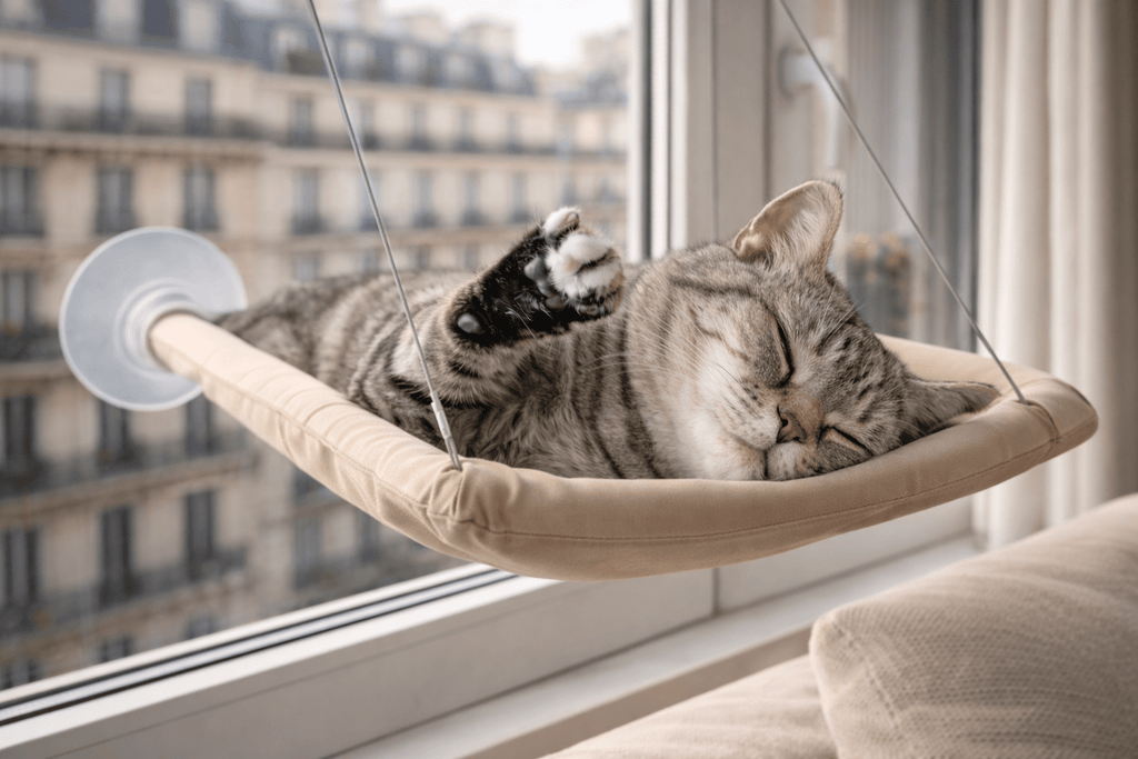 Hamac de Fenêtre pour Chat à Ventouses, Fixation Facile et Optimal - Paw Studio