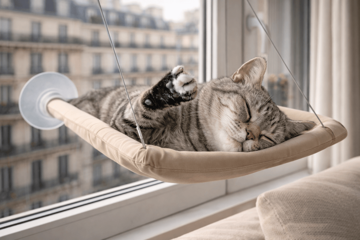 Hamac de Fenêtre pour Chat à Ventouses, Fixation Facile et Optimal - Paw Studio